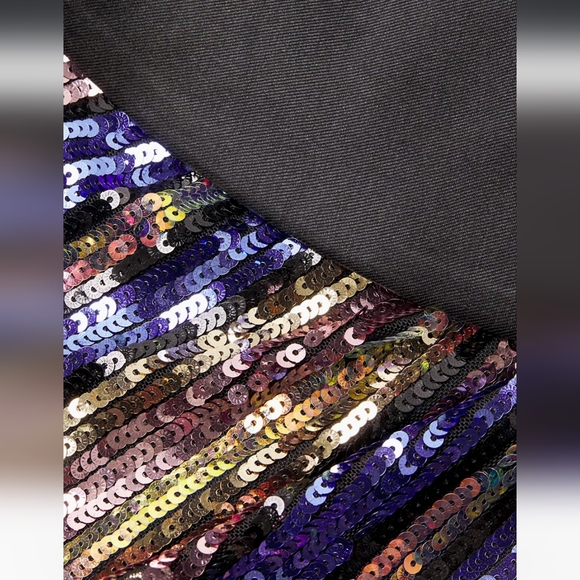One33 Social Sequined Stripe Cape Minidress, Gold, Purple, Glamourous, NWT, 6 - Picture 7 of 8
